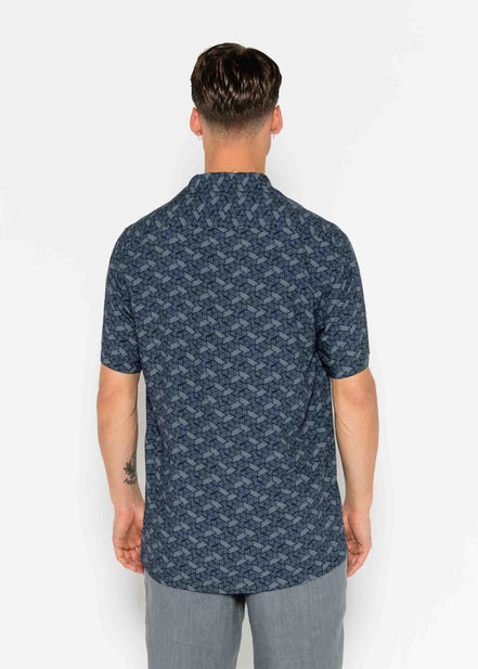 S/S BOWLING VISCOSE METAL SHIRT