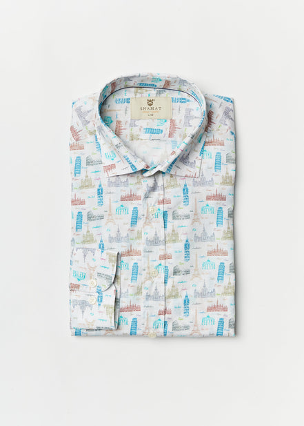 CAMISOLA DE ALGODÃO/ELASTANO ESTAMPADA EUROPA