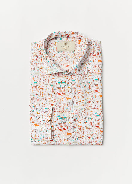 PREHISTORIC PRINTED COTTON SHIRT