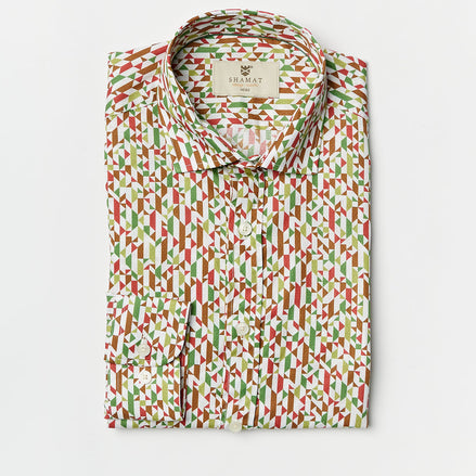 ORG COTTON SHIRT WITH RETRO PRINTING