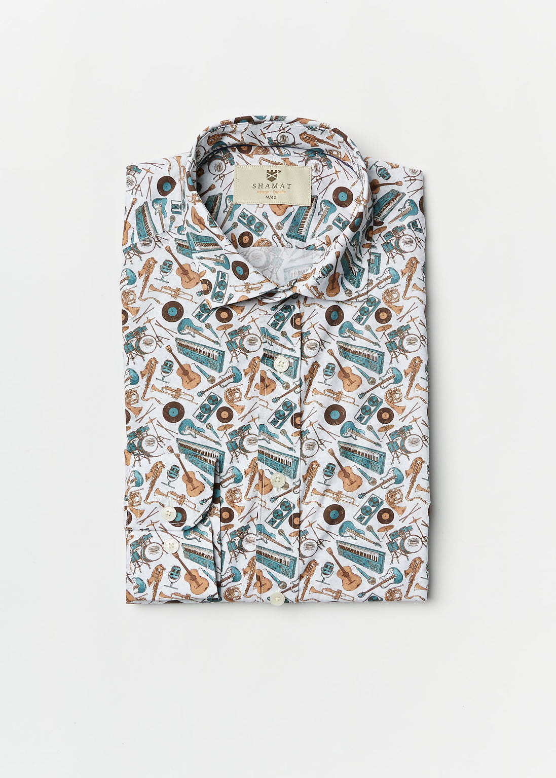 BAND PRINTED ALG/ELASTANE SHIRT