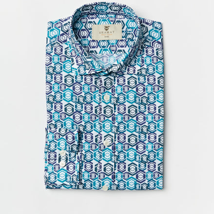 CAMISA ALG/ELASTÁN ESTAMPADA GEOMETRIC