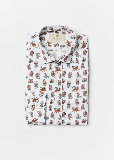 MONKEY PRINTED ALG/ELASTANE SHIRT